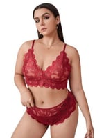 Fancy&Dancy Kadın Dantel Battal Boy İç Çamaşır Takımı - Büyük Beden Sütyen ve Külot Takımı - 6100