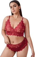 Fancy&Dancy Kadın Dantel Battal Boy İç Çamaşır Takımı - Büyük Beden Sütyen ve Külot Takımı - 6100
