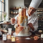 Farbello Metalik Gıda Boyası, 4 Renk Set, Aroma verici yenilebilir Toz Boya, Pasta, Çikolata ve Pastacılık Dekorasyonu