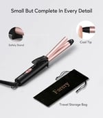 FARERY Seyahat boyutu saç maşası çift voltaj, Mini saç maşası, kısa saçlar için 1/2 inç namlu, Keratin ve Argan yağı infüzyonlu seramik mini saç bigudi, saklama çantalı seyahat saç bigudi