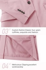 FARVALUE Kadın Bahar Günlük Blazers Uzun Kollu Çentik Yaka İş Ofis Cepli Sonbahar Blazer Ceketler, Pembe, XL