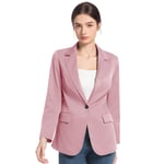 FARVALUE Kadın Bahar Günlük Blazers Uzun Kollu Çentik Yaka İş Ofis Cepli Sonbahar Blazer Ceketler, Pembe, XL