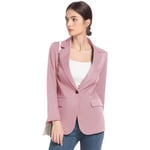 FARVALUE Kadın Bahar Günlük Blazers Uzun Kollu Çentik Yaka İş Ofis Cepli Sonbahar Blazer Ceketler, Pembe, XL