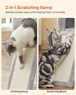 FEANDREA PCT143W01 kedi ağacı, tırmalama tahtalı, 3 çıkarılabilir ponpon çubuğu, 118 cm, açık gri