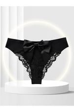Feel Lady Arkası Saten Kurdeleli Dekolteli Dantelli Şirin Tanga- 1041-09-11