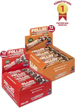 Fellas Yüksek Protein Bar 45 g Süper İkili Kutu 24 Adet - Hind. Cevizli x12 Adt+Yer Fıstıklı x12 Adt