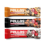 Fellas Yüksek Protein Bar, Karma Kutu (3 Çeşit), 45gr x 12 Adet