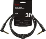 Fender Kablo Deluxe Serisi, 0,3 m, siyah tüvit, 2 x açılı