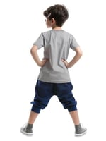 Fermuar Dino Erkek Çocuk T-shirt Kapri Şort Takım
