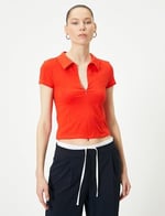 Fermuarlı Polo Tişört Kısa Kollu Slim Fit