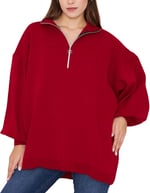 Fermuarlı Yaka Detaylı Oversize Triko Tunik