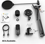 FIFINE Akış mikrofonu PC kollu, USB mikrofon PS4 PS5 MAC, Pop Filtre, Shock Mount, oyun podcast stüdyosu için