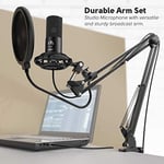 FIFINE Akış mikrofonu PC kollu, USB mikrofon PS4 PS5 MAC, Pop Filtre, Shock Mount, oyun podcast stüdyosu için
