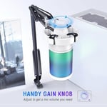 FIFINE Akış Oyun USB Mikrofon Seti, PS4/PS5'te PC Kondenser RGB Mikrofon, Müzik Kaydı için Tak ve Çalıştır, Çevrimiçi Oyun, Discord, Twitch, Pop Filtreli, Shock Mount-A6T Beyaz