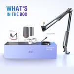 FIFINE Akış Oyun USB Mikrofon Seti, PS4/PS5'te PC Kondenser RGB Mikrofon, Müzik Kaydı için Tak ve Çalıştır, Çevrimiçi Oyun, Discord, Twitch, Pop Filtreli, Shock Mount-A6T Beyaz