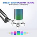 FIFINE Akış Oyun USB Mikrofon Seti, PS4/PS5'te PC Kondenser RGB Mikrofon, Müzik Kaydı için Tak ve Çalıştır, Çevrimiçi Oyun, Discord, Twitch, Pop Filtreli, Shock Mount-A6T Beyaz