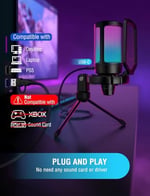 Fifine Ampligame A6V Yayıncı - Oyuncu - Gamer - Podcast - Youtuber RGB USB Mikrofon (Siyah)