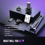 FIFINE AmpliGame A8T USB oyun mikrofonu, PC kondenser mikrofon, Boom kollu | Hızlı Sessiz, Kazanç Düğmesi, RGB Kontrolü, Kulaklık Jakı, PC/PS5 Akış Discord Twitch Kayıt Podcast'leri YouTube, Metal