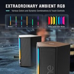 FIFINE Bilgisayar hoparlörü, RGB'li masaüstü bilgisayar hoparlörleri, ses kontrolü, oyun hoparlörleri USB ile çalışan, 3,5 mm Aux ses kablosuyla çalışır, dizüstü bilgisayar monitörü, telefon