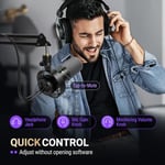 FIFINE Boom Kol Paketi ile Dinamik Mikrofon, XLR/USB Podcast Kayıt Mikrofon Seti, Sessiz Düğmeli, Kulaklık İzleme-K688CT