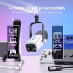 FIFINE Oyun XLR/USB Mikrofon Seti, PC/PS5 için Akış Dinamik Mikrofon Seti, Vokal Podcast Kayıt Seslendirmesi için Bilgisayar Mikrofonu, Kulaklık Jakı, Kazanç Düğmesi, Kol Standı-AmpliGame AM8T Beyaz