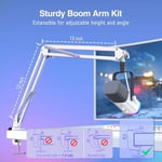FIFINE Oyun XLR/USB Mikrofon Seti, PC/PS5 için Akış Dinamik Mikrofon Seti, Vokal Podcast Kayıt Seslendirmesi için Bilgisayar Mikrofonu, Kulaklık Jakı, Kazanç Düğmesi, Kol Standı-AmpliGame AM8T Beyaz