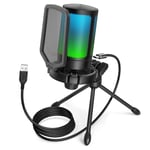 FIFINE PC oyun mikrofonu, USB mikrofon, yayın podcast stüdyosu için, mikrofon standı ve sessize alma tuşlu, PS4 PS5 Mac için
