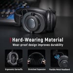 FIFINE Podcast İzleme için Kayıt Üzerinden Kulak Kablolu Kulaklıklar için Stüdyo Monitör Kulaklıklar, Çıkarılabilir Kablolarla Rahat Ekipman Akışı 3,5 mm veya 6,35 mm Jak, Siyah, PC/Mikser-H8