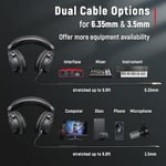 FIFINE Podcast İzleme için Kayıt Üzerinden Kulak Kablolu Kulaklıklar için Stüdyo Monitör Kulaklıklar, Çıkarılabilir Kablolarla Rahat Ekipman Akışı 3,5 mm veya 6,35 mm Jak, Siyah, PC/Mikser-H8
