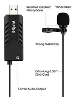 FIFINE TECHNOLOGY USB Yaka Mikrofon, Klipsli Kardiyot Kondansatörlü Bilgisayar Mikrofonu Tak ve Çalıştır USB Mikrofon, PC ve Mac-K053 için Ses Kartı