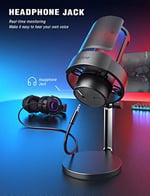 FIFINE USB mikrofon, oyun mikrofonu, yayın podcast stüdyosu için, mikrofon USBC, PS4 PS5 MAC için, RGB kontrollü, sessize alma şalteri, kulaklık bağlantısı, pop filtre