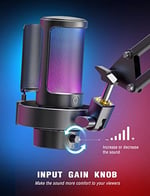 FIFINE USB mikrofon, oyun mikrofonu, yayın podcast stüdyosu için, mikrofon USBC, PS4 PS5 MAC için, RGB kontrollü, sessize alma şalteri, kulaklık bağlantısı, pop filtre