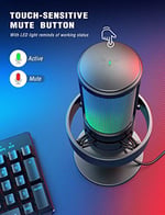 FIFINE USB mikrofon, oyun mikrofonu, yayın podcast stüdyosu için, mikrofon USBC, PS4 PS5 MAC için, RGB kontrollü, sessize alma şalteri, kulaklık bağlantısı, pop filtre