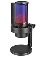 FIFINE USB Mikrofonu, AmpliGame Oyun Bilgisayarı Masaüstü Kondansatör, RGB Mikrofon, Mac/Bilgisayar/PS4/PS5'te YouTube, Sessiz Düğmeli, Mikrofon Kazancı, Pop Filtresi, Şok Montajı, Kulaklık Jakı-A8