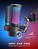 FIFINE USB Mikrofonu, AmpliGame Oyun Bilgisayarı Masaüstü Kondansatör, RGB Mikrofon, Mac/Bilgisayar/PS4/PS5'te YouTube, Sessiz Düğmeli, Mikrofon Kazancı, Pop Filtresi, Şok Montajı, Kulaklık Jakı-A8