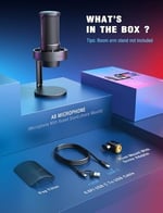 FIFINE USB Mikrofonu, AmpliGame Oyun Bilgisayarı Masaüstü Kondansatör, RGB Mikrofon, Mac/Bilgisayar/PS4/PS5'te YouTube, Sessiz Düğmeli, Mikrofon Kazancı, Pop Filtresi, Şok Montajı, Kulaklık Jakı-A8