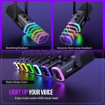 FIFINE USB/XLR Dinamik Mikrofon, Podcast Kayıt için, RGB Işıklı PC Bilgisayar Oyun Akış Mikrofonu, Sessiz Düğme, Kulaklık Jakı, Masaüstü Standı, Şarkı Söylemek için Vokal Mikrofon YouTube-AmpliGame