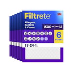 Filtrete 18x24x1 Hava Filtresi, MPR 1500, MERV 12, Sağlıklı Yaşam Ultra Alerjen 3 Aylık Pileli 1 İnç Hava Filtreleri, 6 Filtre