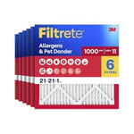 Filtrete 21 x 21 x 1, AC fırın hava filtresi, MPR 1000, mikro alerjen koruması, 6'lı paket (tam ölçüler 20,81 x 20,81 x 0,81)