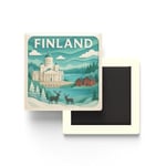 Finlandiya - Paper Cut Art - Baskılı Buzdolap Magneti Kare - 9x9 cm