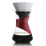 Finum BLOOM AND FLOW - Kaffeebrüher mit Glaskaraffe, Kaffeebereiter, Handbrüh Kaffee, Kaffeezubereiter, Filterkaffee, Pour Over, Kaffeeaufbereiter aus Glas mit Filter, Kaffeekessel, BPA-frei - Rot