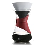 Finum BLOOM AND FLOW - Kaffeebrüher mit Glaskaraffe, Kaffeebereiter, Handbrüh Kaffee, Kaffeezubereiter, Filterkaffee, Pour Over, Kaffeeaufbereiter aus Glas mit Filter, Kaffeekessel, BPA-frei - Rot