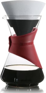 Finum BLOOM AND FLOW - Kaffeebrüher mit Glaskaraffe, Kaffeebereiter, Handbrüh Kaffee, Kaffeezubereiter, Filterkaffee, Pour Over, Kaffeeaufbereiter aus Glas mit Filter, Kaffeekessel, BPA-frei - Rot
