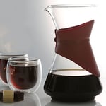 Finum BLOOM AND FLOW - Kaffeebrüher mit Glaskaraffe, Kaffeebereiter, Handbrüh Kaffee, Kaffeezubereiter, Filterkaffee, Pour Over, Kaffeeaufbereiter aus Glas mit Filter, Kaffeekessel, BPA-frei - Rot
