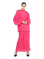 Fırfırlı Piliseli Pembe Bluz