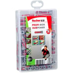 fischer PROFI-BOX DUOPOWER, 132 dübelli dübel kutusu (60 adet 6 x 30, 60 adet 8 x 40, 12 adet 10 x 50), evrensel dübel, pratik set, amatör ve profesyoneller için dübel kutusu, vidasız