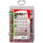 fischer PROFI-BOX DUOPOWER, 132 dübelli dübel kutusu (60 adet 6 x 30, 60 adet 8 x 40, 12 adet 10 x 50), evrensel dübel, pratik set, amatör ve profesyoneller için dübel kutusu, vidasız