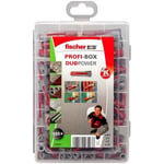 fischer PROFI-BOX DUOPOWER, 132 dübelli dübel kutusu (60 adet 6 x 30, 60 adet 8 x 40, 12 adet 10 x 50), evrensel dübel, pratik set, amatör ve profesyoneller için dübel kutusu, vidasız