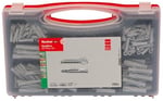 fischer Red-Box UX/SX Plus, dübel kutusu, 160 evrensel dübel, UX & 130 genişletme dübelleri SX Plus, önceden sınıflandırılmış dübel seti, çok sayıda yapı malzemesi ve sabitleme için
