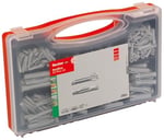 fischer Red-Box UX/SX Plus, dübel kutusu, 160 evrensel dübel, UX & 130 genişletme dübelleri SX Plus, önceden sınıflandırılmış dübel seti, çok sayıda yapı malzemesi ve sabitleme için